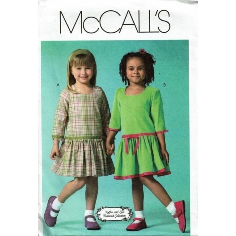 McCall's Sewing Pattern 4907 Girls Size 6-8 Ruffles Lace Dropped Waist Dress
